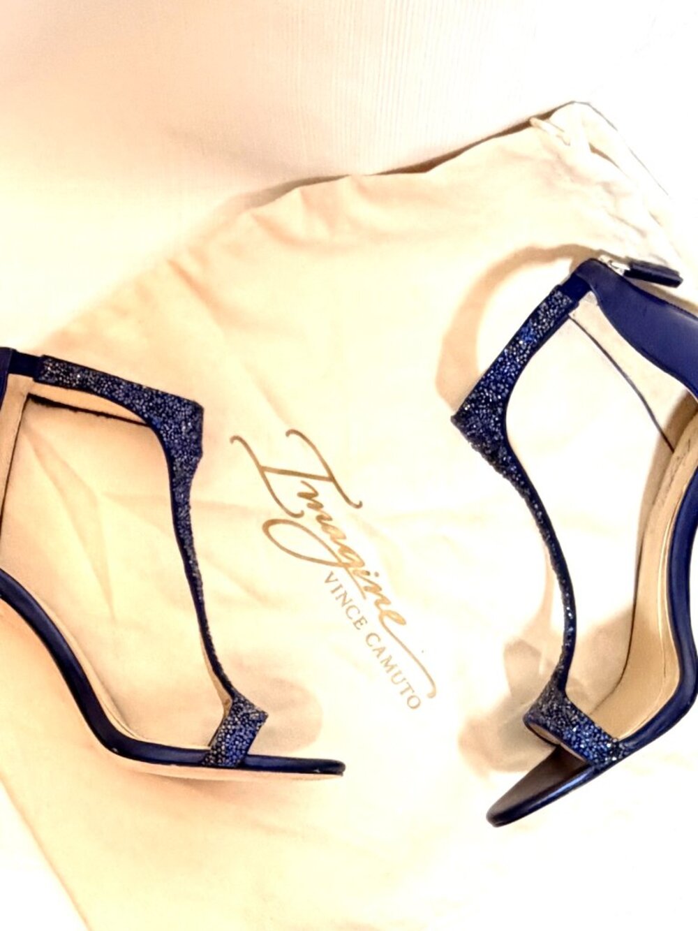 Imagine By Vince Camuto "Phoebe" Embellished T-Strap Sandal In Capri Blue - Picture 11 of 11
